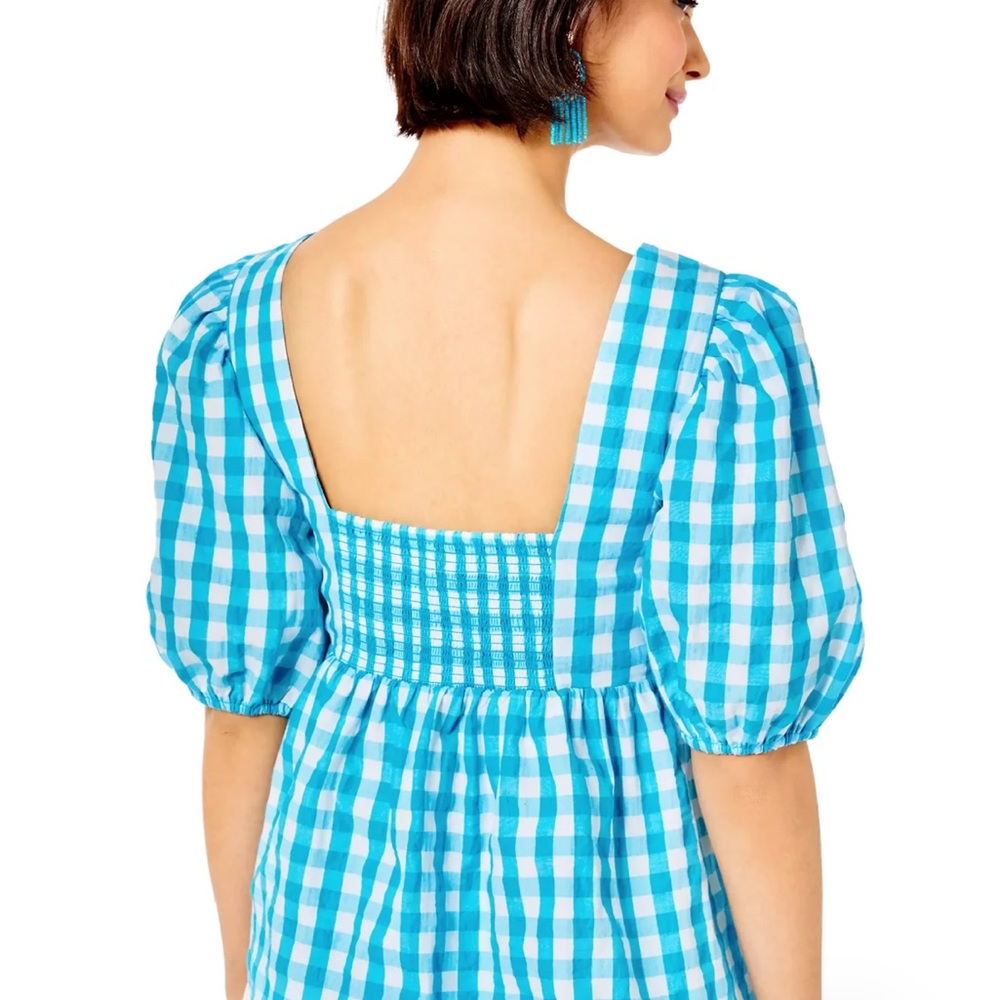 NWT Lilly Pulitzer Sarafina Gingham Babydoll Top - Picture 2 of 8